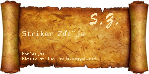Striker Zója névjegykártya